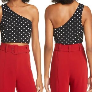 CINQ A SEPT - NWT one-shoulder luxe crop top size M